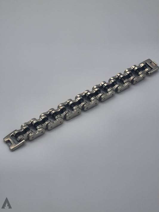 BIKER Amrband Silber-Schwarz