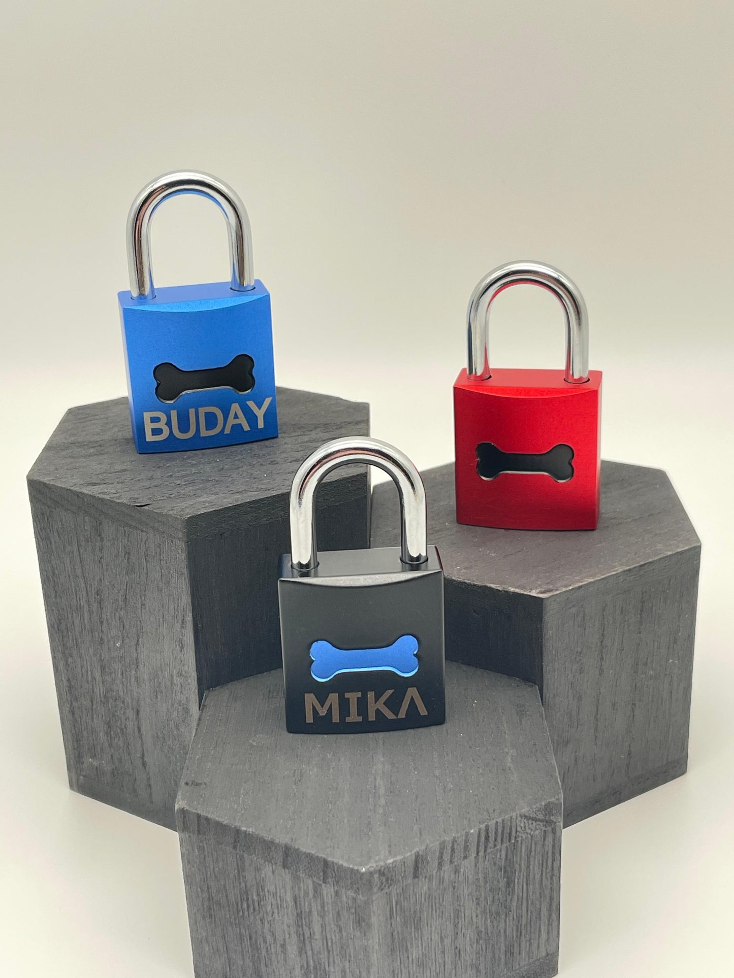 Guardian Saphire Kombi lasergraviert mit Edelstahl Kette & silbernem Schäkel