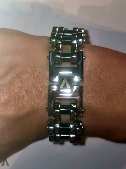 BIKER Bracelet Silver-Black