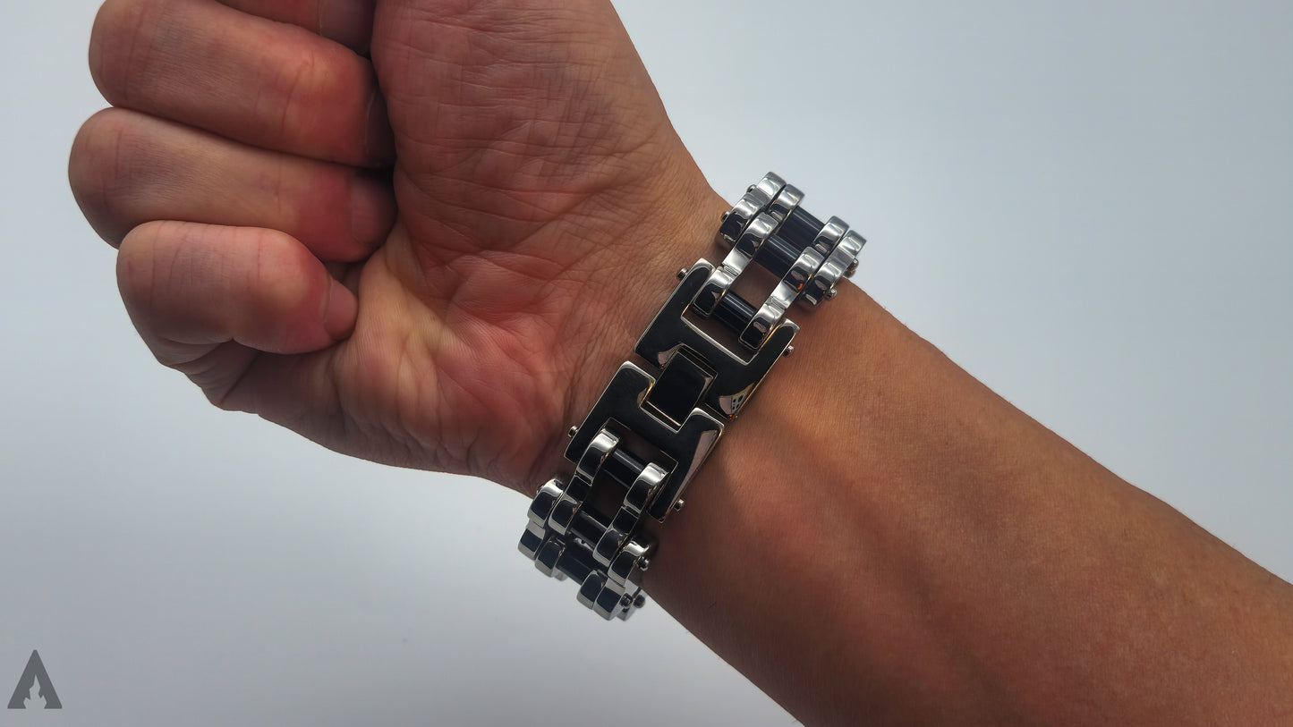 BIKER Bracelet Silver-Black