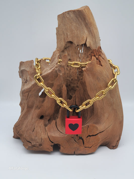 Love Lock Invers Combo with Shiny Gold Chain & black Shackle